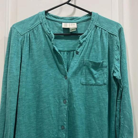 Anthropologie Saturday Sunday Teal Long Sleeve Button Down Shirt Dress Sz XS - Picture 4 of 8